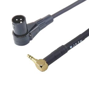 WJSTN Right Angle Male XLR to 3.5mm Adapter,3.5mm (1/8 Inch) TRS to XLR Stereo Male to XLR Male Cable (6 inches)