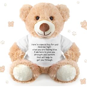 Lenwen a Bear Hug Gift Get Well Soon Bear Sympathy Gift for Women Plush Stuffed Animal Hug Thinking of You Condolences Memorial Loved Present(Khaki)