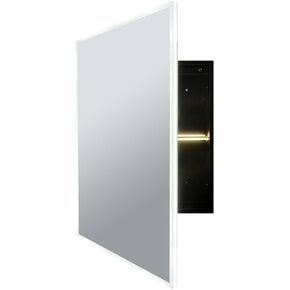 Janboe Led Medicine Cabinet,16×24inch,Medicine Cabinet with Light,3 Colors,Dimmable,Desmister,Luminous Glass Shelf,Recess Mount and Surface Mount