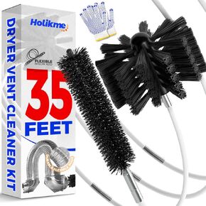 Holikme 16 Feet Dryer Vent Cleaning Brush Kit, Lint Remover,Fireplace Chimney Brushes, Extends Up to 16 Feet, Synthetic Brush Head, Use with or Without a Power Drill