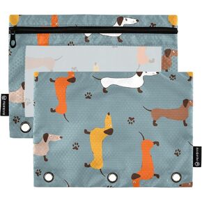 لطيف الكلب الألماني يطبع قلم رصاص الحقيبة لمدة 3 حلقة الموثق أكياس قلم رصاص مقاوم للماء نافذة واضحة للأطفال بنين بنات مدرسة اللوازم المكتبية 2 حزمة in Kuwait