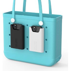 OUTXE 2 حزمة حامل هاتف Bogg Bag متوافق مع جميع حقائب Bogg، ملحقات حامل الهاتف الخليوي من السيليكون لحقيبة Bogg، حامل حافظة هاتف أبيض وأسود لحقيبة Bogg ببساطة