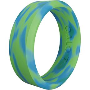 QALO Women's Rubber Silicone Ring, Aurora Modern, Wedding Ring for Women, Breathable, Durable Engagement Silicone Band, 6.5mm Wide 1.8mm Thick, Multi Colors