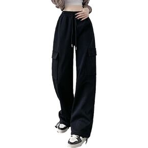 Womens Cargo Sweatpants Elastic Waist Drawstring Joggers Fall Fashion Outfits Y2k 2024 Trendy with Pockets
