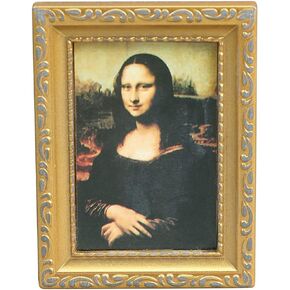 LUOZZY Mini Mona Lisa Painting Model Mini House Decorations Wall Art Decorations Mini House Decorations (Gold)