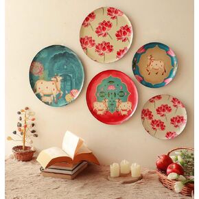 RITUALISTIC Pastel Pichwai Iron Wall Art- Set of 5 (Multicolor)|mHome Decor | Painting | Divine | Intricate Designs
