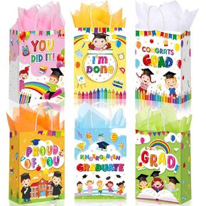 Capoda 30 Pcs Kindergarten Graduation Gift Bags Bulk with Tissue Papers Preschool Graduation Favor Bags Prek Congratulations Grad Paper Candy Goodie Treat Bags for Kids Graduation Party Supplies in Kuwait