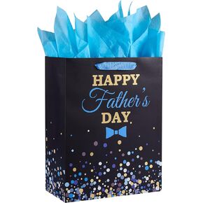 SUNCOLOR 13" Large Father's Day Gift Bag With Tissue Paper(HAPPY FATHER'S DAY)