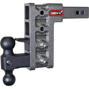 GEN-Y GH-324 MEGA-Duty Adjustable 7.5" Drop Hitch with GH-031 Dual-Ball, GH-032 Pintle Lock for 2" Receiver - 10,000 LB Towing Capacity - 1,500 LB Tongue Weight