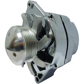 New Alternator Chrome Plated Compatible With High Output 110A W/Billet Custom 6 Groove Pulley Self Exciting (Low Cut In) 1105360, 1876680, 1976063, 1979863, 1979865