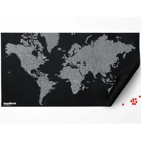 DearWorld the Pinnable Map, World Map on Felt with Pins, World with Country Names, Wall Map Diary, For Office or Home, Large Size