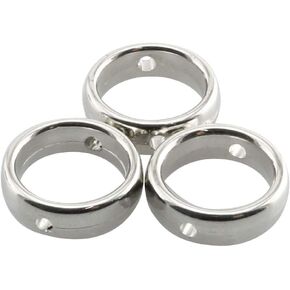 JCBIZ 50pcs 6mm Inner Diameter Double Hole Ring Silver Tone Round Bead Frames Fit for Jewelry Making, Beading and Craft Projects