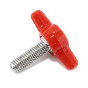 1/4"-28 x 3/4" Thumb Screw Stainless Steel - Red Tee Wing Plastic Knob - Fine Thread Thumbscrew - Length: 0.750" - Proudly Built in USA - Package of (4)