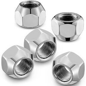 BDFHYK 1/2x20 Wheel Lug Nuts, 5pcs 1/2-20 Lug Nuts OEM Factory Style One-Piece Silver Solid Chrome Open End Finish Lug Nuts 0.82 inch 21mm Hex 0.63 inch 16mm Tall for Trailers Tire Wheel