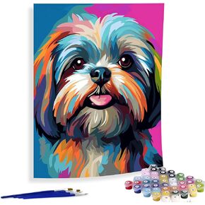 Diymood Paint by Numbers for Adults Dog, DIY Oil Painting Colorful Acrylic Paint by Number Kits for Adults Beginner for Home Wall Decor 16x20 inch