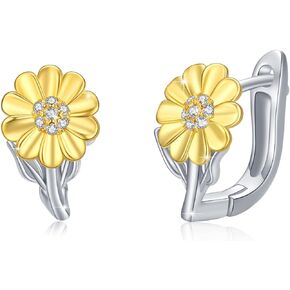 Sunflower Stud Earrings for Women,925 Sterling Silver You Are My Sunshine Sunflower Hoop Earrings Jewelry Gifts for Earrings for Girls
