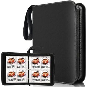 Sports Card Binder 9 Pocket,Premium Zipper Trading Card Holder with Card Sleeves,Collectible Card Folder Fits 900 Cards and 50 Removable Trading Card Sleeves (Dark green, 900pockets)
