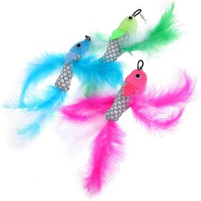 Cat Wand Toy Replacement Refill: Cat Toys Bird Fish Refills 3Pcs Interactive Kitten for Indoor Cat