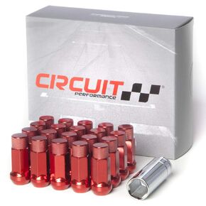 Circuit Performance Forged Steel Extended Hex Lug Nut for Aftermarket Wheels: 1/2"-20 Red - 20 Piece Set + Tool in Kuwait