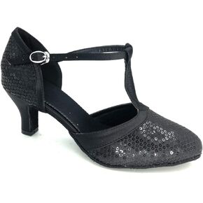 Pierides Women's Suede Sole Performance Sequins Ballroom Dance Shoes Latin Salsa Wedding Shoes