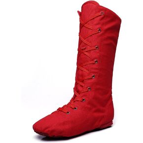 MSMAX Adult Dance Boots High Top Ballet Jazz Dancing Sneakers Red 9 M US Women