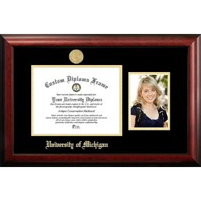 NCAA Michigan Wolverines Unisex University of Michigan 11 x 8.5 Inches Gold Embossed Diploma Frame with 5 x 7 Inches Portrait Gold Embossed Diploma Frame with 5 x 7 Inches Portrait Brown One Size