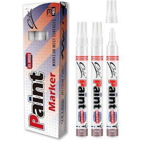 3-Pack Single color Oil-Based Paint Marker Pens,Never Fade Permanent Paint pens,Medium Tip Quick Dry And Waterproof Paint pens For Rock,Plastic,Wood,Metal,Fabric,Glass,DIY Craft(Black)