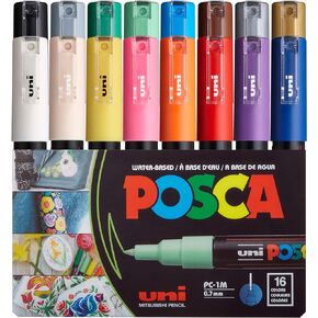 16 Posca Markers - Coloring Markers, Art Supplies for Rock Painting, Fabric Art, and More - Paint Pens for School and Crafts