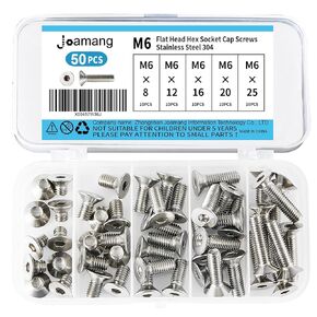 M8 x 20mm 25mm 30mm 35mm 40mm Flat Head Hex Socket Cap Screws Countersunk Bolts, Stainless Steel 304, Metric Allen Hex Drive, Bright Finish, Fully Threaded, Assortment Kit 30PCS