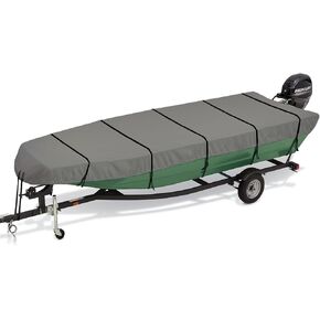 Jon Boat Cover, 600D Marine Grade Solution-Dyed Polyester Fade and Tear Resistant, Heavy Duty Waterproof and UV Protection Trailerable Jon Boat Cover 14ft Long