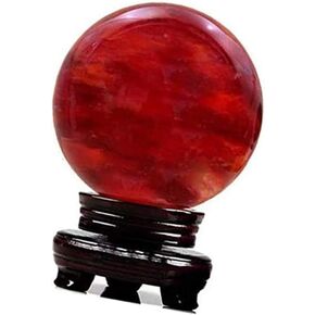 SaiDian 1 Pcs Red Crystal Sphere Ball Natural Gemstones Healing Reiki Stones Mineral Crystals Home Decoration Crafts