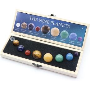 JHNGYJY Chakra Healing Crystal Sphere Ball, 9 Planets Solar System Desk Decor, Gemstones Sphere Galaxy Universe Model Celestial Creative Gift Home Office Desk