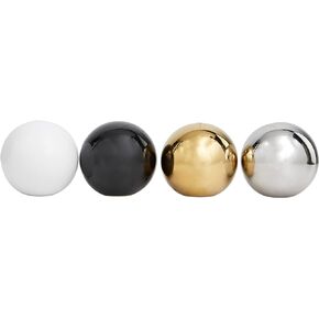 Deco 79 Ceramic Geometric Metallic Small Minimalistic Decorative Ball Orbs & Vase Filler, Set of 4 4" D, Multi Colored