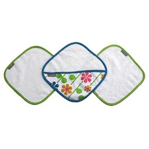 JJ Cole Washcloth & Bath Mitt Set, Fire Dogs/White/Red/Blue/Black