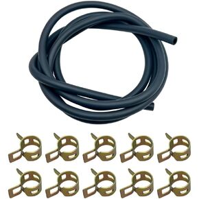 Strongthium 3/16 Fuel Line Hose Set with 10 Pieces Clamps Rubber Gas Tube for ATV Go-carts Mini Bikes 196cc 212cc 6.5hp 5.5hp 8hp 9hp 11hp 13hp Small Engines Generators