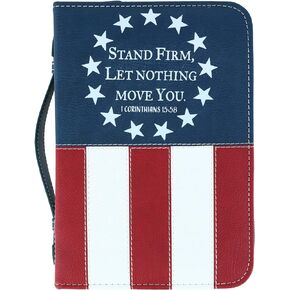 Divinity Boutique Stand Firm Patriotic Bible Cover Case, Medium, Navy