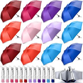 36 Pack Bulk Umbrellas Folding Umbrella Windproof Compact Umbrella for Rain Sun Colorful Portable Travel Umbrella Pack Small Lightweight Sturdy Umbrella for Women Men Teens
