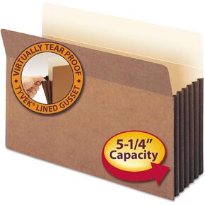Smead File Pocket, Straight-Cut Tab, 5-1/4" Expansion, Legal Size, Redrope, 10 per Box (74274)