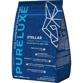 PURELUXE Grain and Gluten Free Dog Food, Stellar Science 91, Chicken, Salmon, and Eggs, for All Life Stages, Made in The USA, 22lbs