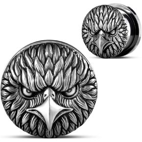 ERKUOO 2PCS Owls Ear Gauges Screw Surgical Steel Plugs Tunnel Flesh Stretchers Earrings Ear Expander Piercing