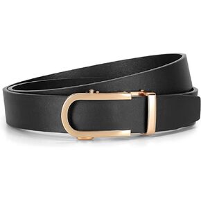 JASGOOD Ratchet Leather Belt for Women Ladies Ratchet Belt for Jeans Pants Dresses with Gold Buckle