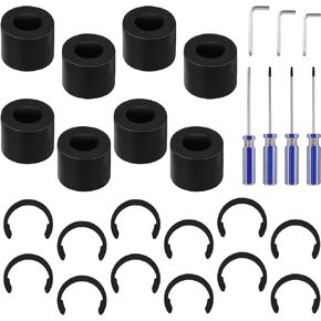 8pcs Rubber Roller Resolution for Cricut Maker and 12pcs Rubber Roller Replacement, Keep Rubber from Moving Retaining Clip Rings Compatible with Cricut Maker with Repair Parts