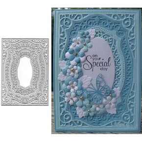 Rectangle Curves Frame Metal Die Cuts,Flower Border Square Frames Layering Label Card Cutting Dies Cut Stencils for DIY Embossing Photo Decorative Paper Dies Scrapbooking Card Making