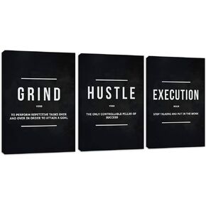 Motivational Office Wall Art Decor Inspirational Success Canvas Poster Print Positive Entrepreneur Quote Wall Decor 3 Pieces Island Painting Artwork Bedroom Living Room Home Decoration (36"Wx16"H)