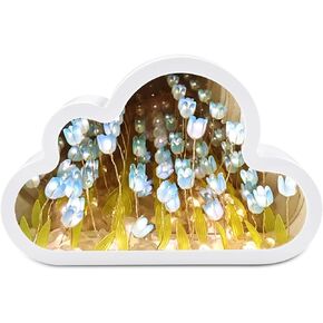 Mirror Lamp, LED Handmade Ocean Cloud Lights, 2 in 1 Mirror & Table Lamp Decoration Ornaments for Bedroom, Creative Gift for Teen Girls, Couple, Friends, Children (Yellow)