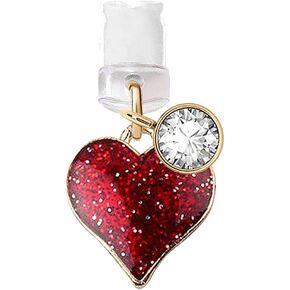 ELISE & FONDA CP139 USB Charging Port Anti Dust Plug Little Heart Love Pendant Phone Charm for iPhone 11/ XS MAX/XR/X/8 Plus/7/6S/7/SE iPad iPod (Red)