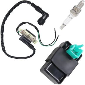 Amavoler Ignition Coil+5 Pin CDI Box+Spark Plug Replacement Parts Fits for Loncin Lifan Coolster Kazuma Buyang Apollo Taotao Roketa Etc 50cc 70cc 90cc 110cc Chinese Atv Quad Dirt Bike.