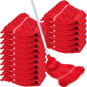 Roshtia 16 Pack Commercial Mop Head Replacements Looped End Wet Mop Head Heavy Duty Mop Heads Cotton String Mops Industrial Cleaning Mop Head Refills for Commercial Industrial Home (Blue, Yellow)