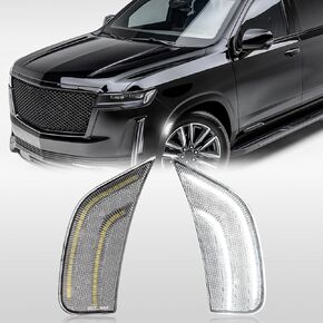 LED Side Marker Lights Lamp Compatible with 2021 2022 2023 2024 Yukon/Yukon XL/Yukon Denali/Tahoe/Suburban/Escalade/Escalade ESV, 2PCS Front Side Lights (Clear Lens Amber Lights)