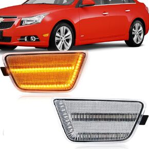 NJSBYL Cruze LED Side Marker Light Assemblies for 2011 2012 2013 2014 2015 2016 Chevy Cruze Diesel Eco L LS LT LTZ Side Markers White LED Driving Running Sidemarker Lamps Smoked Lens OEM# GM2550198